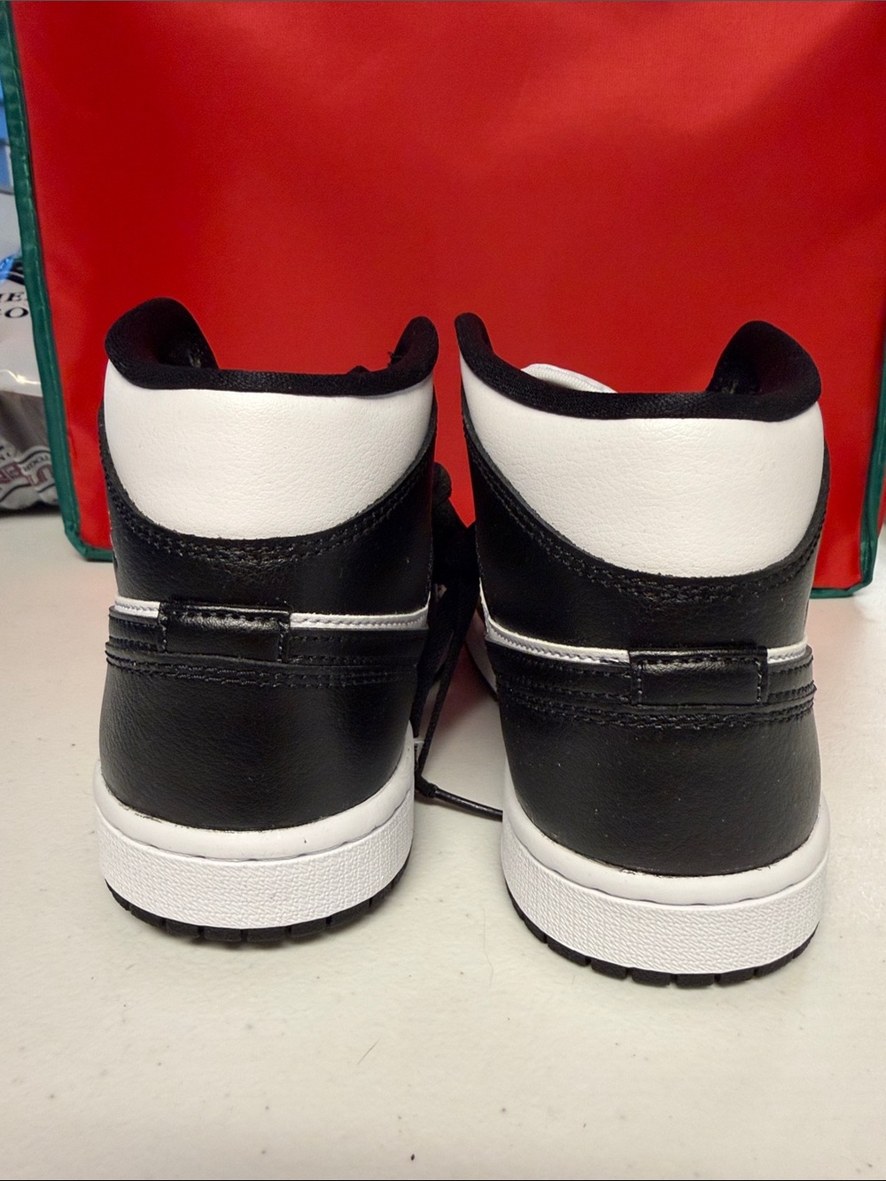 Nike Women’s Air Jordan 1 Mid Black White Sneakers - Picture 5 of 8